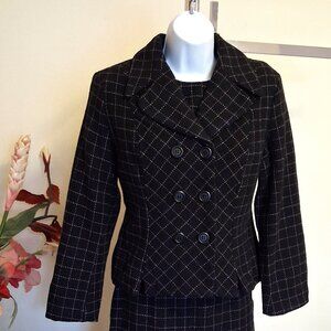 Preowned Lino Catalano 2 Piece Lined Blazer Camisole 100% Wool Business Suit